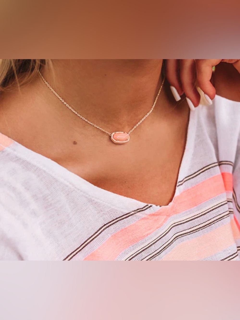 Lot of 2x [Kendra Scott] NWOT Elisa Bright Coral Necklace & EUC Kai Earrings - Picture 5 of 15